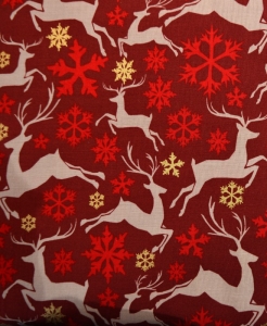 Tissu imprimé Noël “rouge, motifs rennes”