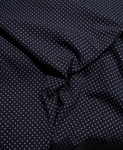 Coton pois blancs fond marine